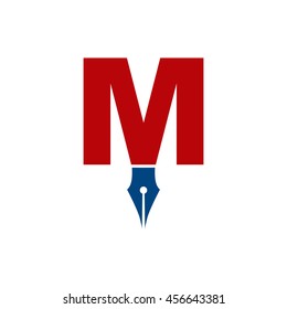 M initial and nib logo