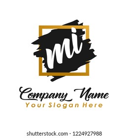 M I initial square logo template vector