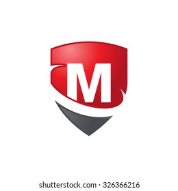 M logotipo inicial de escudo de cisne rojo