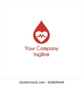 M initials blood heart logo