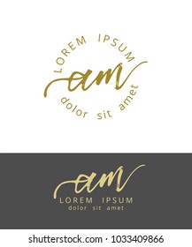 A M. Initials Monogram Logo Design. Dry Brush Calligraphy Artwork