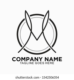 M intial logo in circle simple design
