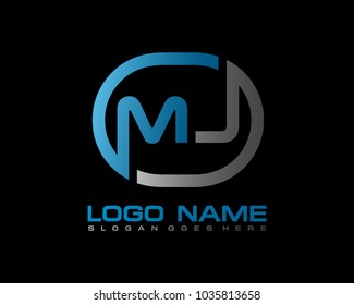 M J Initial circle logo template vector