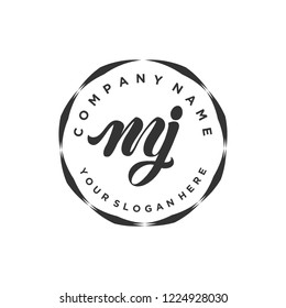 M J Initial handwriting logo vector