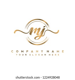 M J Initial handwriting logo vector