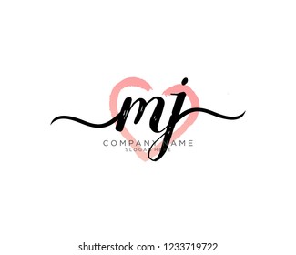 M J Initial handwriting logo vector