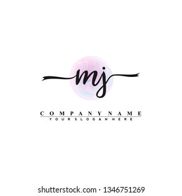 M J Initial handwriting logo vector