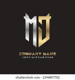 M J initial letter, modern logo design template vector