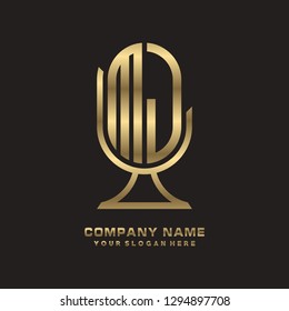 M J initial letter, modern logo design template vector