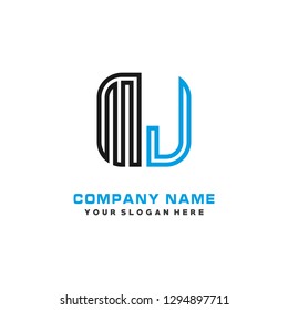M J initial letter, modern logo design template vector