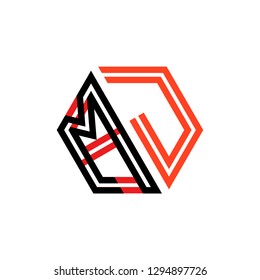M J initial letter, modern logo design template vector