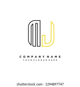 M J initial letter, modern logo design template vector