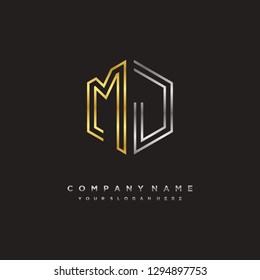 M J initial letter, modern logo design template vector