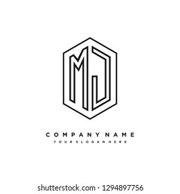 M J initial letter, modern logo design template vector