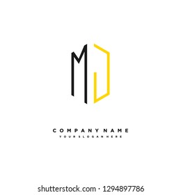 M J initial letter, modern logo design template vector