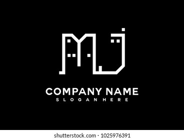 M J initial logo template vector