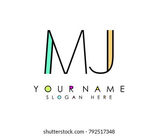 M & J initial minimalist logo template vector