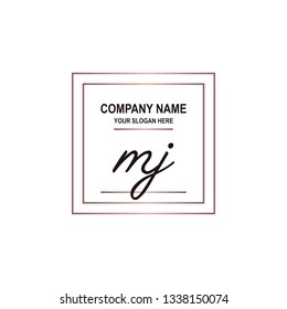 M J initial signature logo. handwriting logo template vector,