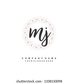 M J initial signature logo. handwriting logo template vector,