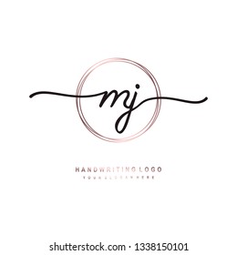 M J initial signature logo. handwriting logo template vector,
