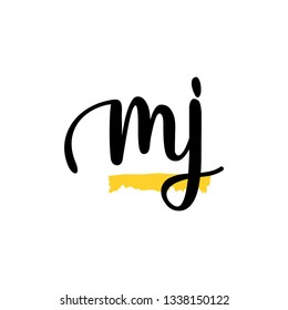 M J initial signature logo. handwriting logo template vector,