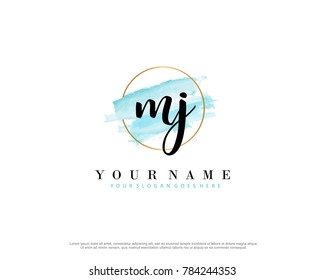 M J Initial Water Color Logo Template Vector