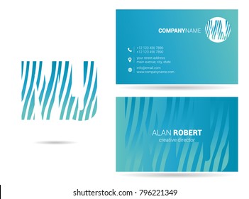 M & J joint logo waves line letter design with business card template
