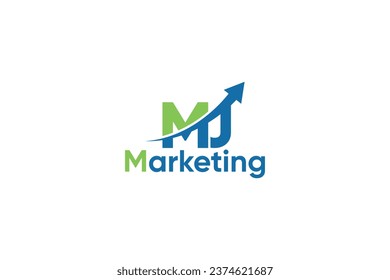 M J Letter And Arrow Digital Marketing Logo Vector Template