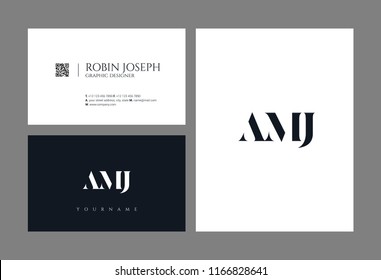 A M J Letters Joint logo icon and business card template vector.