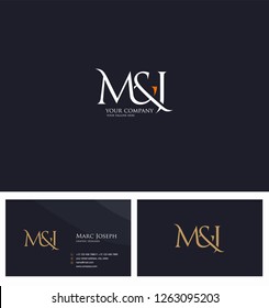 M & J letters Joint logo icon and Business card vector template.
