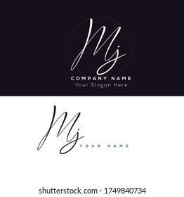 M J MJ Initial letter handwriting and signature logo.