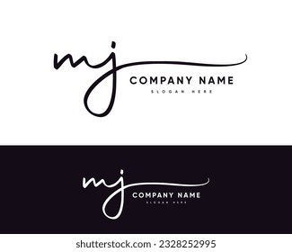 m j mj initial letter handwriting and signature logo