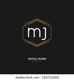 M J MJ Initial logo letter with minimalist concept. Vector with scandinavian style logo.