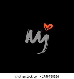 m j mj initial logo handwriting template vector