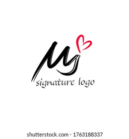 m j mj initial logo handwriting template vector