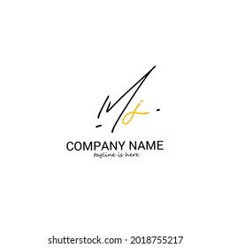 M j Mj initial logo handwriting template vector