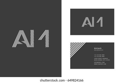 A M joint logo vector with business card template