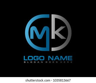 M K Initial Circle Logo Template Vector