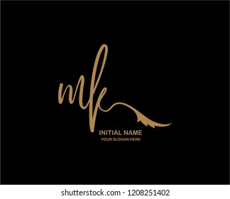 M K Initial Handwriting Logo Template