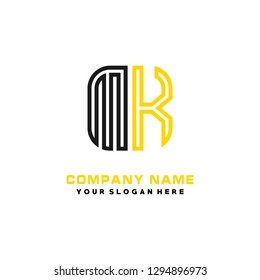 M K initial letter, modern logo design template vector 