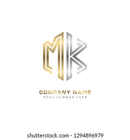 M K initial letter, modern logo design template vector 