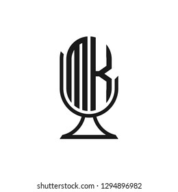 M K initial letter, modern logo design template vector 