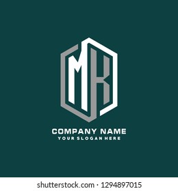 M K initial letter, modern logo design template vector 