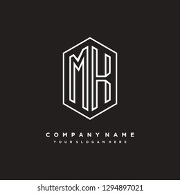 M K initial letter, modern logo design template vector 