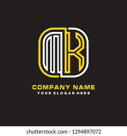 M K initial letter, modern logo design template vector 
