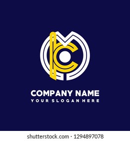 M K initial letter, modern logo design template vector 