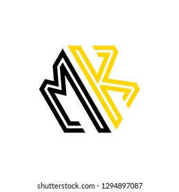 M K initial letter, modern logo design template vector 