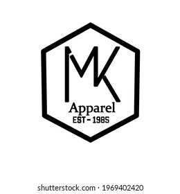 Logotipo inicial M y K para juegos, camisetas, etc