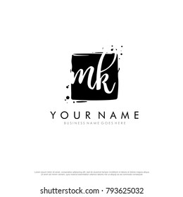 M K Initial Square Logo Template Vector