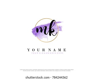 M K Initial water color logo template vector